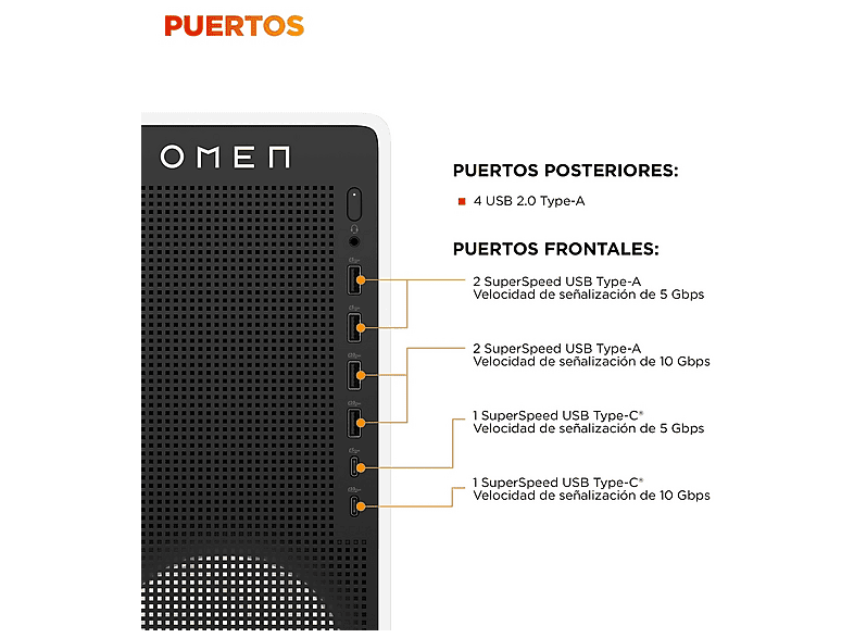 PC Gaming - HP Omen 16L TG03-0088NS, Intel Core Ultra 5-225F, 16 GB RAM, 1 TB SSD, GeForce RTX™ 5060, FreeDOS (Sin sistema operativo), Blanco nieve
