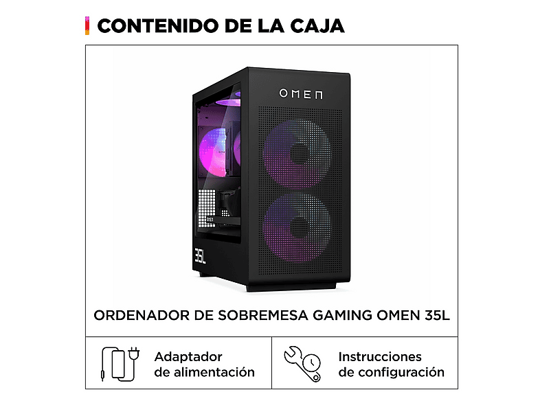 PC Gaming - HP Omen GT16-0118NS, Intel Core Ultra 5 225F, 32 GB RAM, 1 TB SSD, GeForce RTX™ 5060, FreeDOS (Sin sistema operativo), Negro