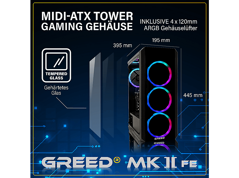PC Gaming - Greed MK2 FE AMD - 4K, AMD Ryzen 5, 16 GB RAM, 512 GB SSD, GeForce RTX™ 5050, Windows 11 Pro, Negro