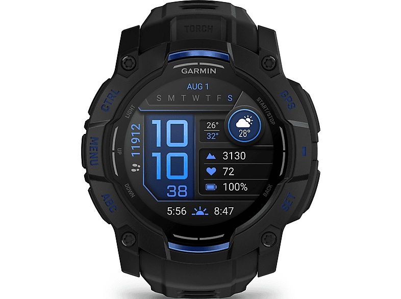 Smartwatch - Garmin Instinct 3, Aluminio, Polímero reforzado con fibra de vidrio (GFRP, Glass Fiber Reinforced Polymer), Negro