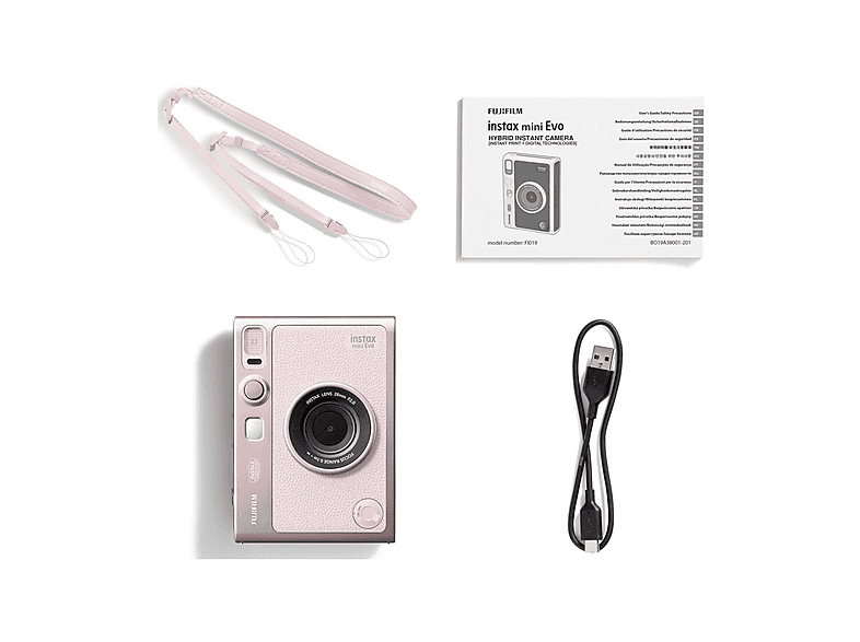 Cámara instantánea - Fujifilm HIBRIDA INSTAX MINI EVO GENTLE ROSE, 62 mm x 46 mm, Camera
