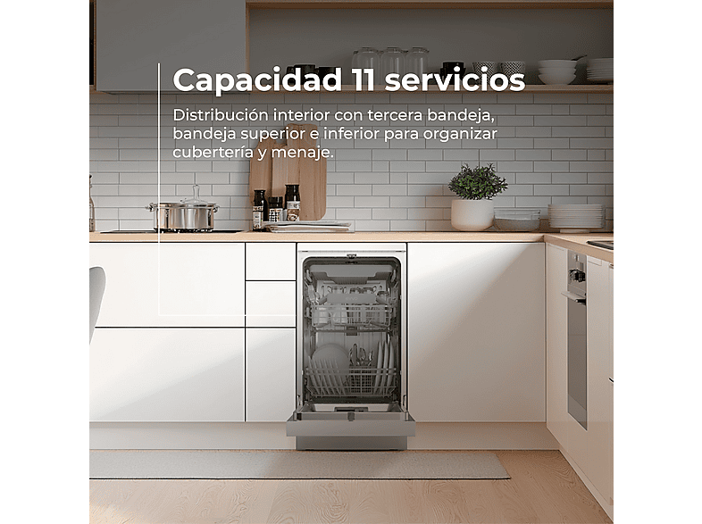 Lavavajillas libre instalación 45 cm - Evvo D3Y Slim, 6 programas, 450 mm, Inox