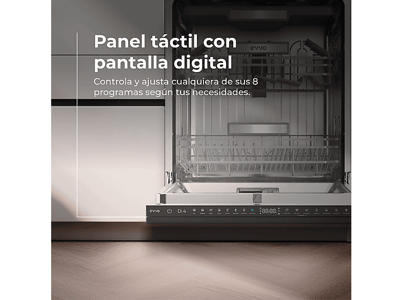 Lavavajillas integrable 60 cm - Evvo Di.4, 8 programas, 600 mm, Inox