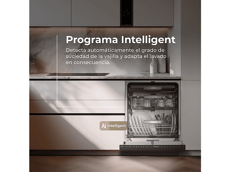 Lavavajillas integrable 60 cm - Evvo Di.4, 8 programas, 600 mm, Inox