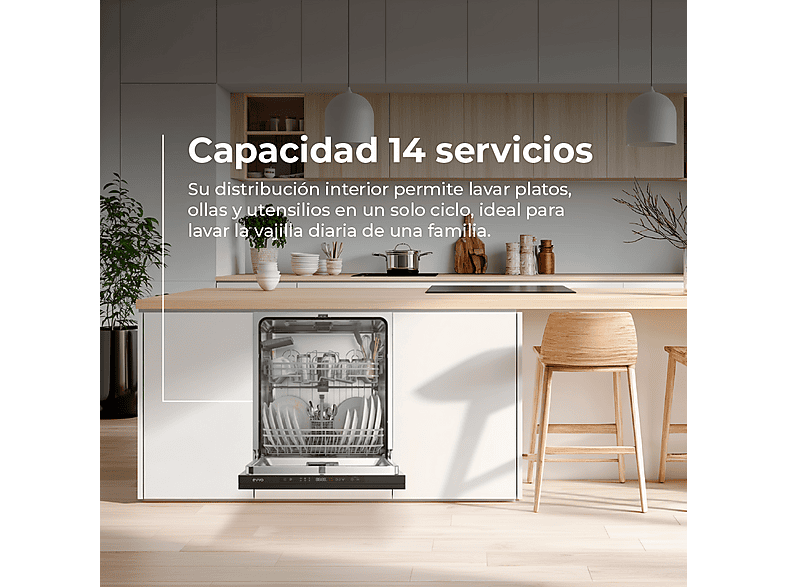 Lavavajillas integrable 60 cm - Evvo Di.2Y, 6 programas, 600 mm, Inox