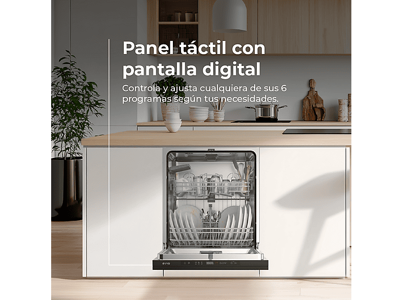 Lavavajillas integrable 60 cm - Evvo Di.2Y, 6 programas, 600 mm, Inox