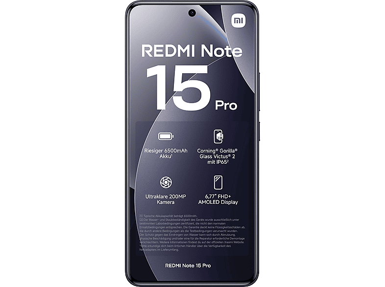 Smartphone - Xiaomi Redmi Note 15 Pro 4G, Negro, Móvil Android, 512 GB, 12 GB RAM, 6,77 ", Mediatek Helio G200 Ultra (6 nm), 6500 mAh
