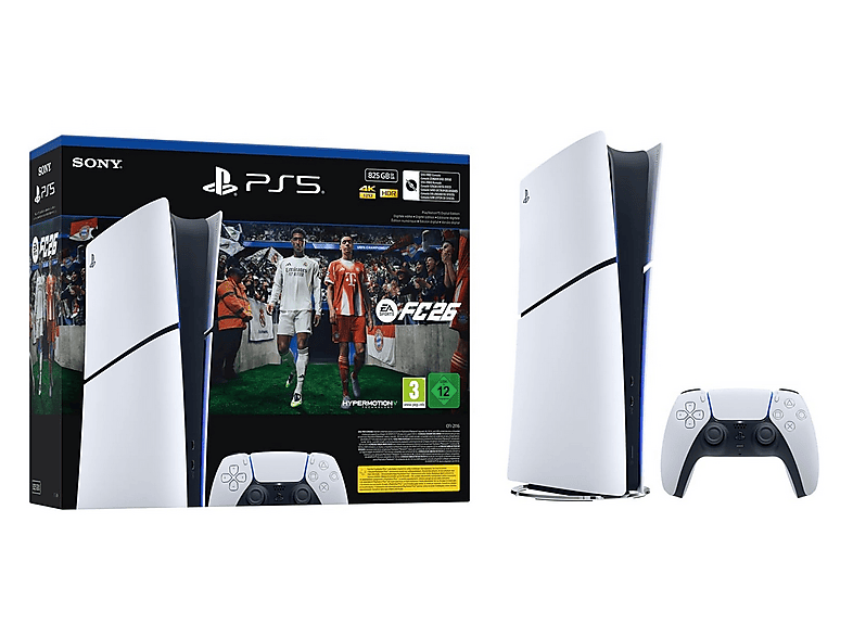 Consola PS5 - Sony PlayStation 5 Digital + EA Sports FC 26 Bundle, 825 GB, Blanco