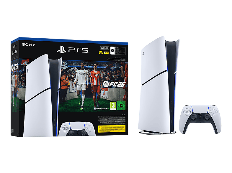 Consola PS5 - Sony PlayStation 5 Digital + EA Sports FC 26 Bundle, 825 GB, Blanco