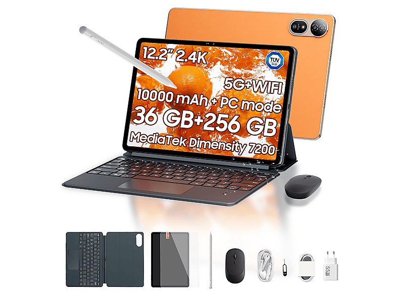 Tablet - Blackview MEGA 12, 256 GB, Dorado, 12,2 " Full-HD+, 12 GB RAM, MT6886（Dimensity 7200）, Tablet Android