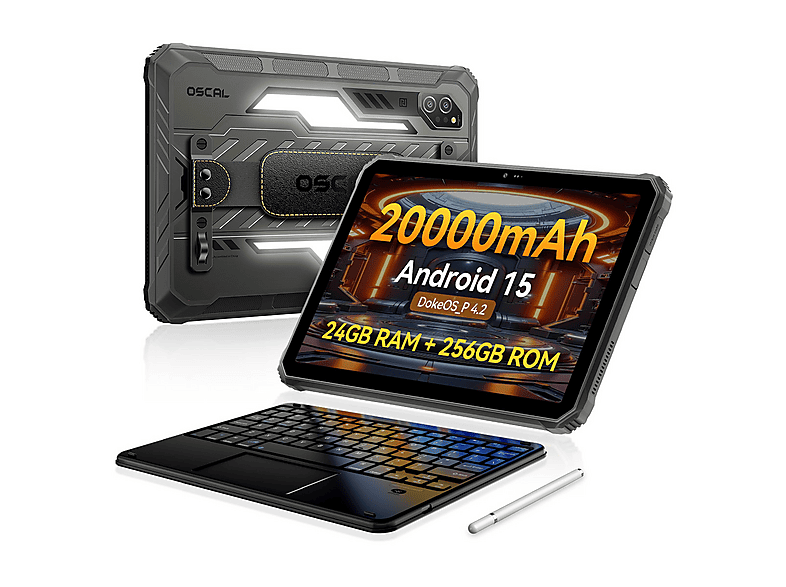 Tablet - Oscal SPIDER 10 Con Teclado (QWERTY), 256 GB, Negro, 11 " Full-HD+, 8 GB RAM, MediaTek Helio G81 (Octa core), Tableta Android