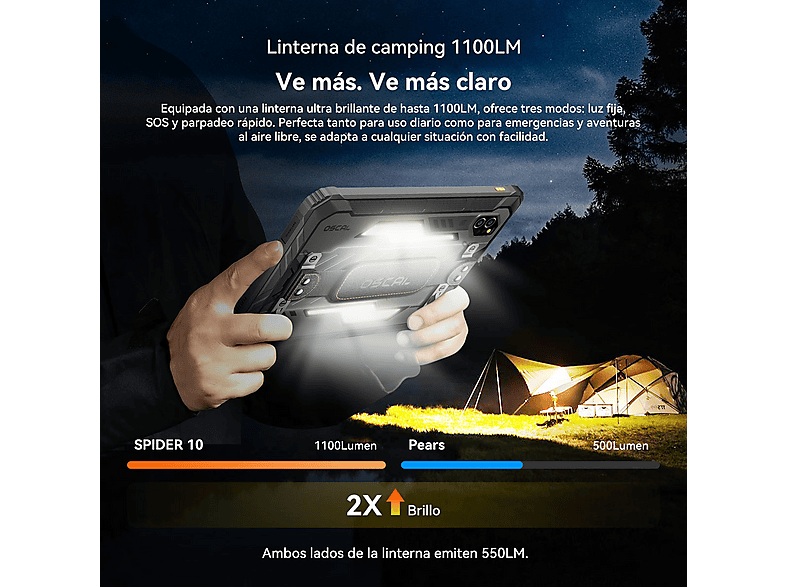 Tablet - Oscal SPIDER 10, 256 GB, Negro, 11 " Full-HD+, 8 GB RAM, MediaTek Helio G81 (Octa core), Tableta Android