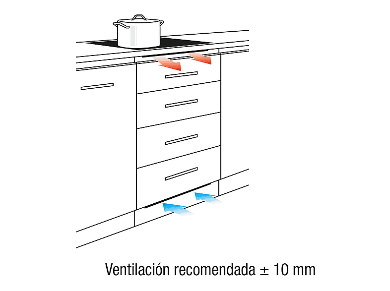 Placa de inducción - Pando One IND-60, 3 zonas, 590 mm, Cristal Negro
