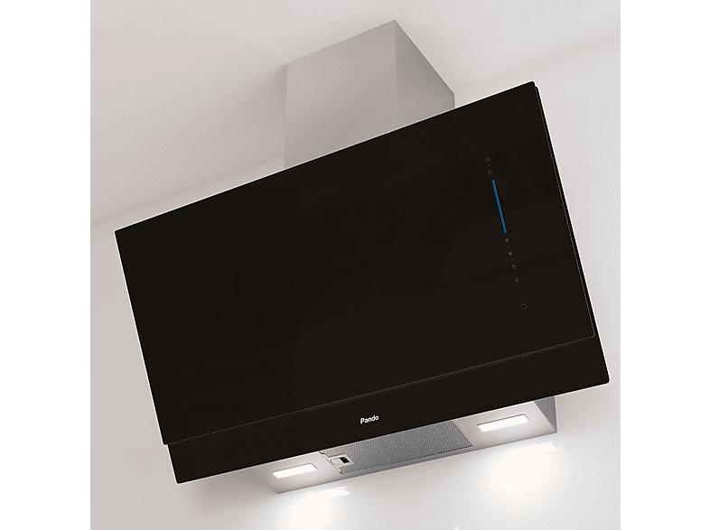 Campana decorativa - Pando One CVN-90, 4 velocidades, 738 m³/h, 897 mm, Cristal Negro