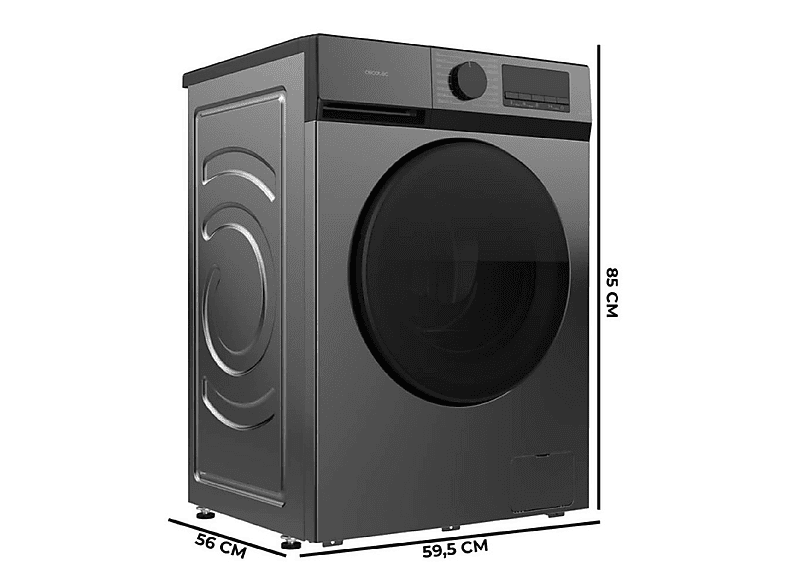 Lavadora carga frontal - Cecotec Bolero DressCode 9450 Inverter Steel, 9 kg, Gris
