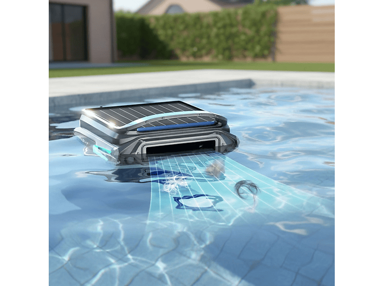 Robot limpiafondos - Wybot Skimmer E-TRON F1 Wybot solar 24h 7L EdgeMaster, Negro