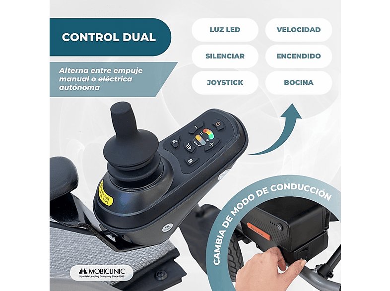 Silla de ruedas eléctrica - Mobiclinic Mara, 17 kg, Gris