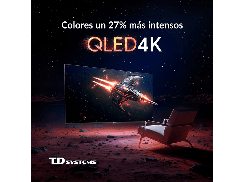 TV QLED 43" - TD Systems M43QC22TIZEN Tizen 8.0 by Samsung, UHD 4K, Arm Cortex A53x4, Smart TV, DVB-T2 (H.265), Negro