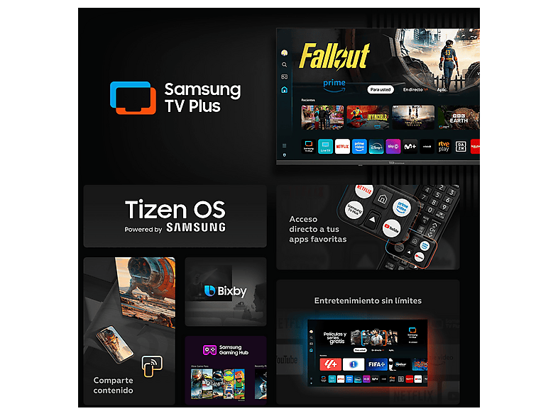 TV QLED 43" - TD Systems M43QC22TIZEN Tizen 8.0 by Samsung, UHD 4K, Arm Cortex A53x4, Smart TV, DVB-T2 (H.265), Negro