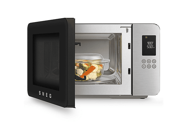 Microondas con grill - Smeg MOC01BLMEU, 1450 W, 29 l, Negro mate