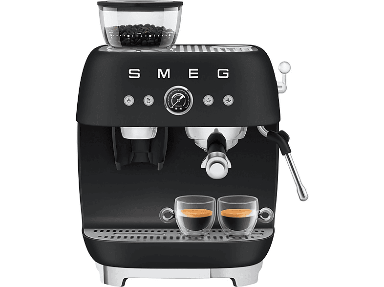 Cafetera espresso manual - Smeg EGF03, 20 bar, 1650 W, 2 tazas, Negro mate