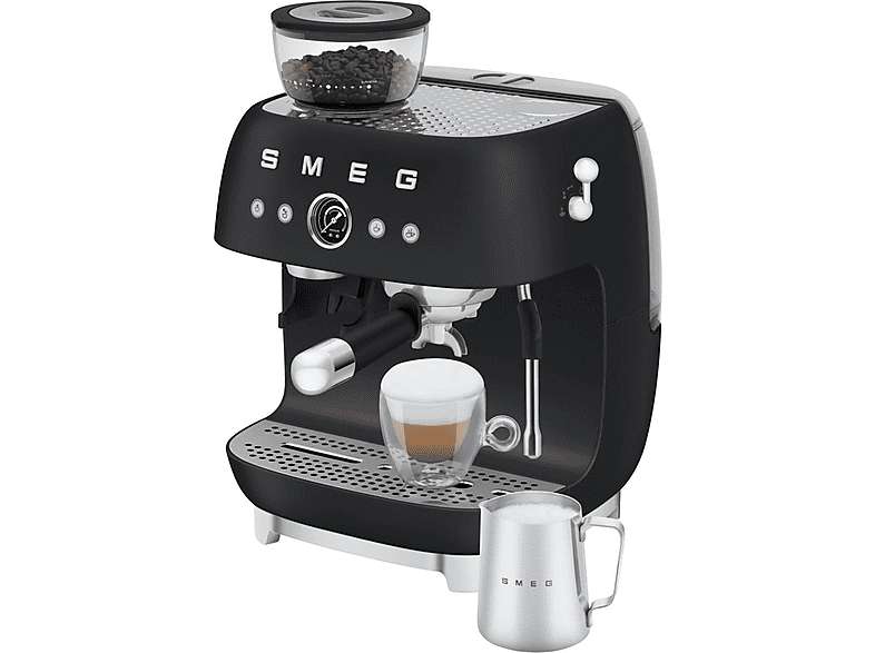 Cafetera espresso manual - Smeg EGF03, 20 bar, 1650 W, 2 tazas, Negro mate