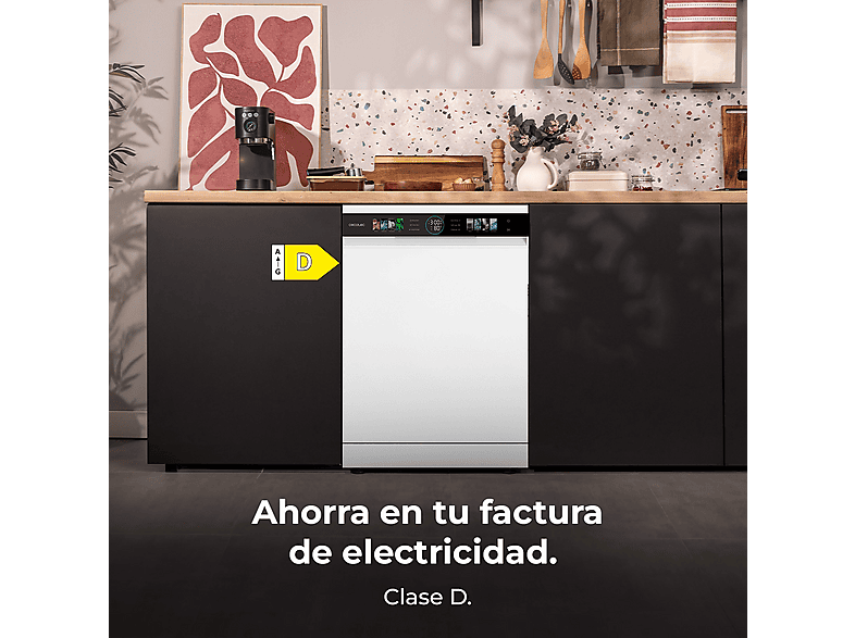 Lavavajillas libre instalación 60 cm - Cecotec Bolero Aguazero 6320 Dark, 8 programas, 59,5 cm, Negro