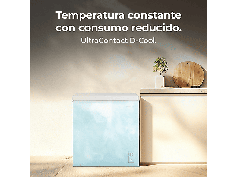 Congelador horizontal - Cecotec Bolero CoolMarket Chest 198M White D, 85 cm, Blanco