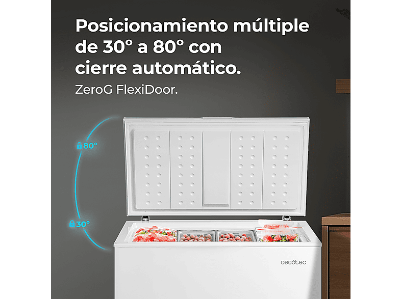 Congelador horizontal - Cecotec Bolero CoolMarket Chest 198M White D, 85 cm, Blanco