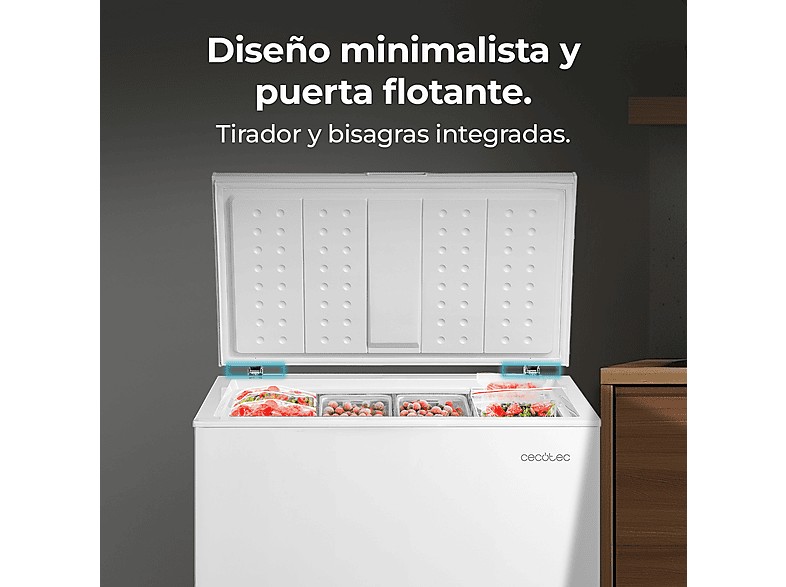 Congelador horizontal - Cecotec Bolero CoolMarket Chest 198M White D, 85 cm, Blanco