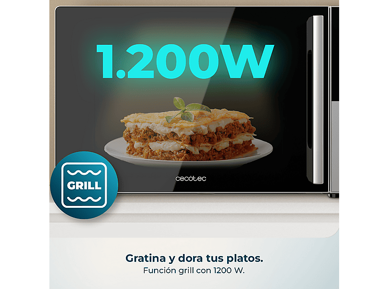 Microondas - Cecotec Convection 2500 Touch, 2200 W, 25 l, Negro