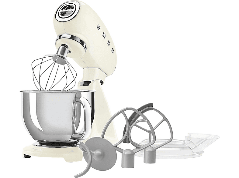 Robot amasador - Smeg SMF05CREU, 1000 W, 4,8 l, Crema