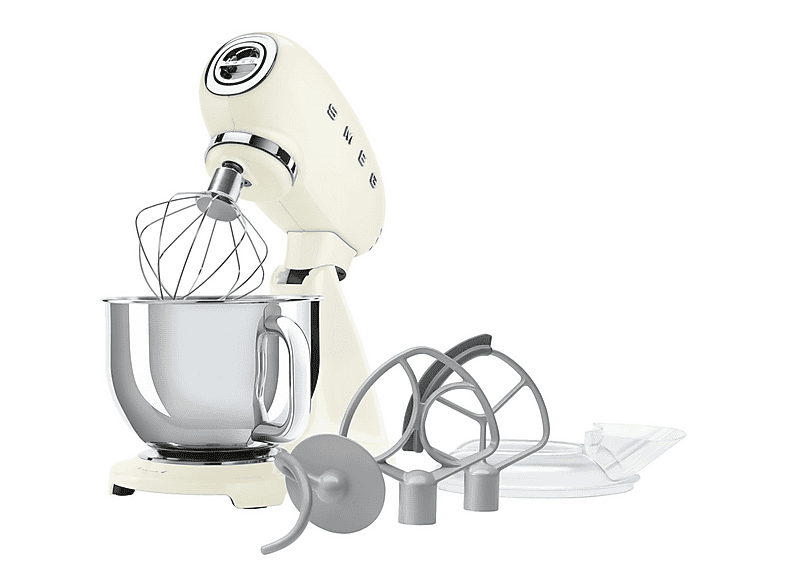 Robot amasador - Smeg SMF05CREU, 1000 W, 4,8 l, Crema
