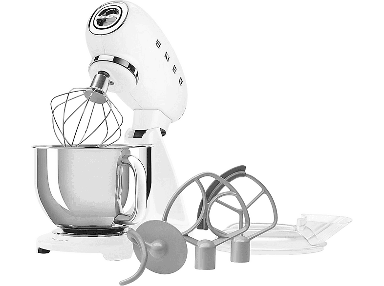 Robot Amasador - Smeg SMF05WHEU, Blanco / Plata