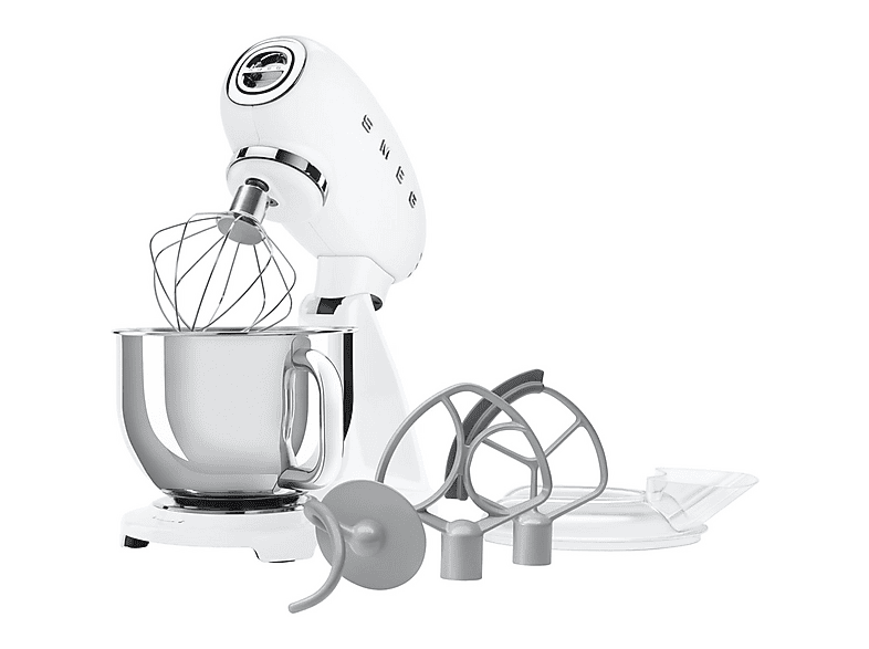 Robot Amasador - Smeg SMF05WHEU, Blanco / Plata