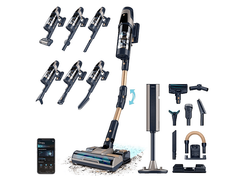 Aspirador escoba - Cecotec A01_EU01_115941/RZ90 AI AQUAPET FLEX CONNECTED, 850 W, Potencia de succión 310 AirWatt, Depósito 0,6 l, Autonomía 120 min
