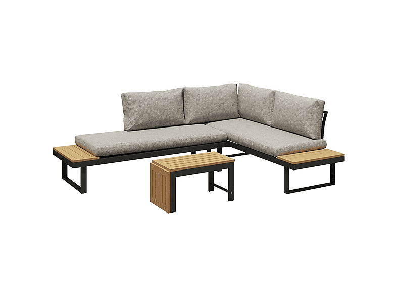 Conjunto de Jardín - Outsunny 84G-586V01LG, 68 cm x 160 cm x 64 cm, Aluminio, Tela de Fibra, Gris Claro