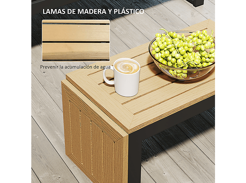 Conjunto de Jardín - Outsunny 84G-586V01LG, 68 cm x 160 cm x 64 cm, Aluminio, Tela de Fibra, Gris Claro