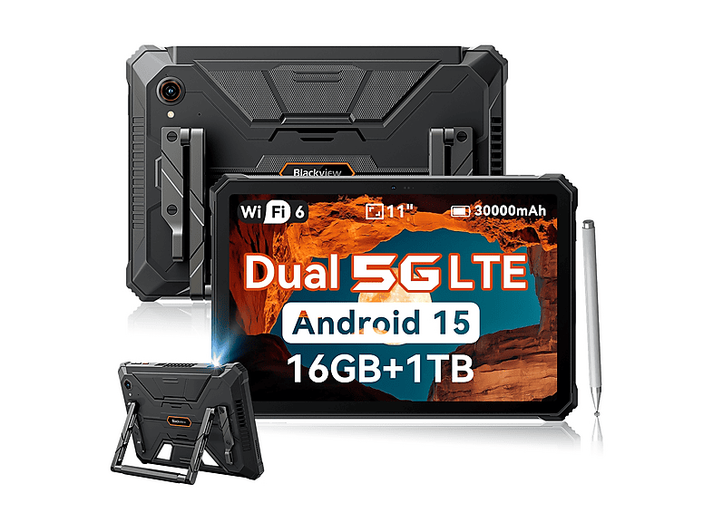 Tablet - Blackview Active 12 PRO 5G, 1 TB, Negro, 11 " Full-HD+, 16 GB RAM, MediaTek Dimensity 7300 (Ocho núcleos), Tablet Android