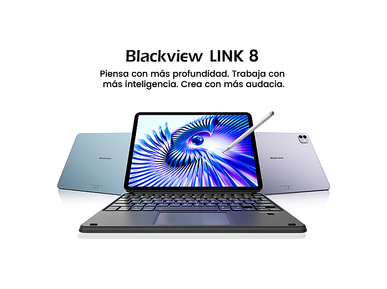 Tablet - Blackview LINK 8 Con Teclado (QWERTY), 256 GB, Gris, 12,7 " 2K, 12 GB RAM, MediaTek Helio G100 6 nm (Ocho núcleos), Tablet Android
