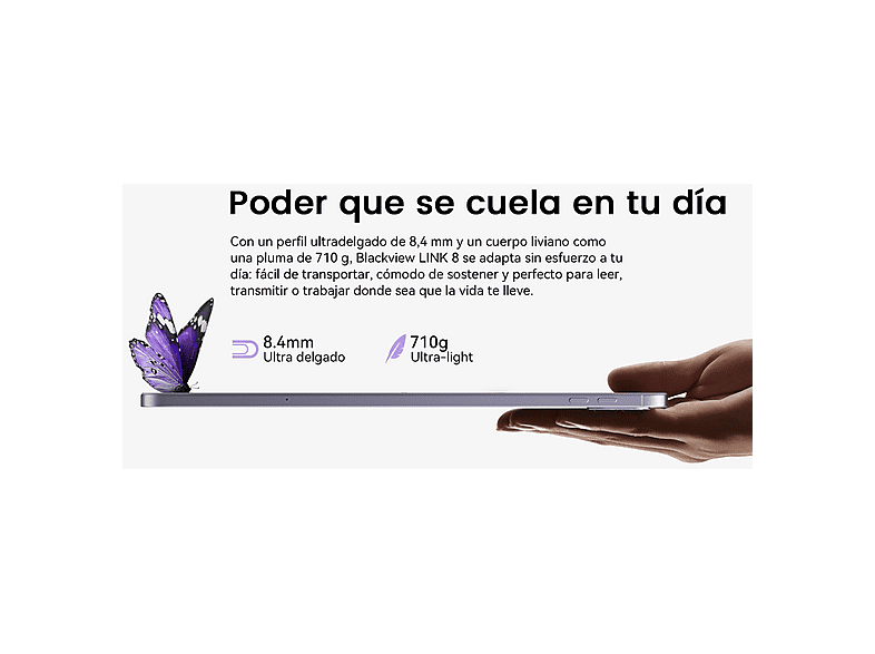 Tablet - Blackview LINK 8 Con Teclado (QWERTY), 256 GB, Gris, 12,7 " 2K, 12 GB RAM, MediaTek Helio G100 6 nm (Ocho núcleos), Tablet Android
