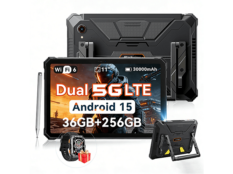Tablet - Blackview Active 12 PRO 5G, 256 GB, Negro, 11 " Full-HD+, 12 GB RAM, MediaTek Dimensity 7300 (Ocho núcleos), Tablet Android