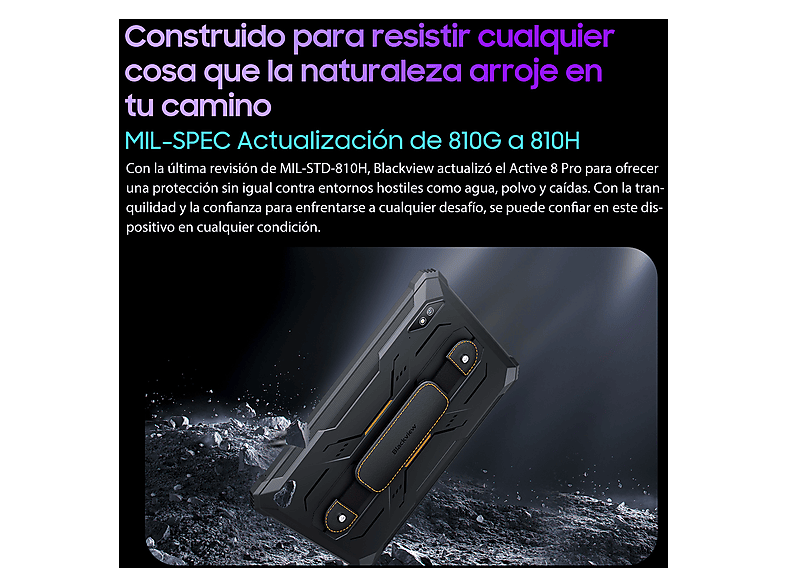 Tablet - Blackview Active 8 Pro Con Teclado (US QWERTY), 256 GB, Negra, 10,36 " HD+, 8 GB RAM, MT6789(Octa core), Tablet Android