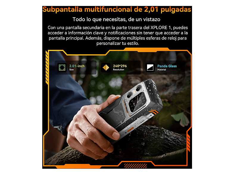 Smartphone - Blackview XPLORE 1 5G, Negro, Móvil Android, 256 GB, 12 GB RAM, 6,78 " FHD+ 120Hz, MediaTek Dimensity 7050 (Octa Core), 20000 mAh