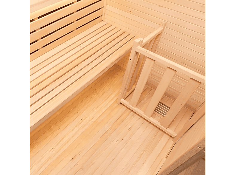 Sauna de interior - Poolstar Sense 3 Plazas De Esquina Con Cristal Panoramico - Calentador 4,5Kw, Marrón