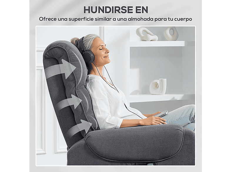 Sillón levanta personas - Homcom 713-090V92GY, 42,6 kg, Gris