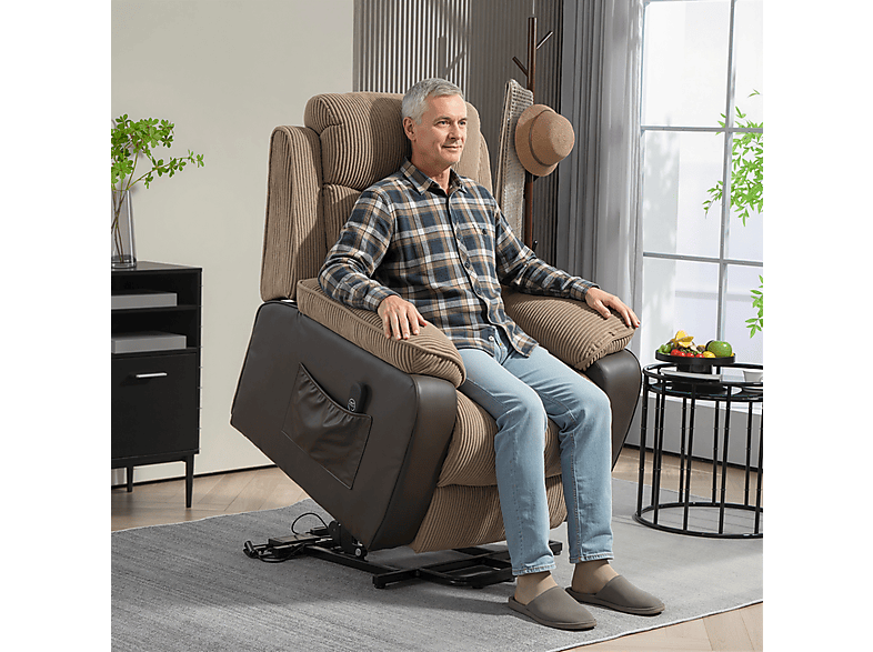 Sillón levanta personas - Homcom 713-178V92BN, 46 kg, Marrón