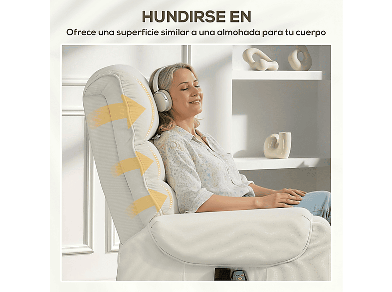 Sillón levanta personas - Homcom 713-090V92BG, 42,6 kg, Beige