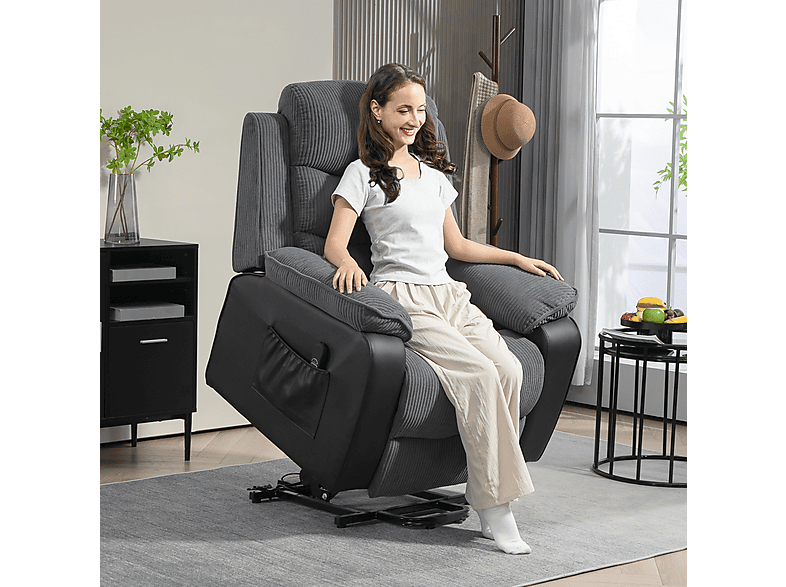 Sillón levanta personas - Homcom 713-178V92CG, 46 kg, Gris Oscuro