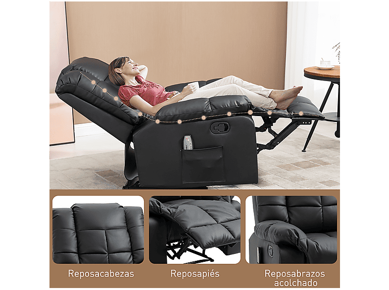 Sillón de masaje - Homcom 700-124V91BK, Negro